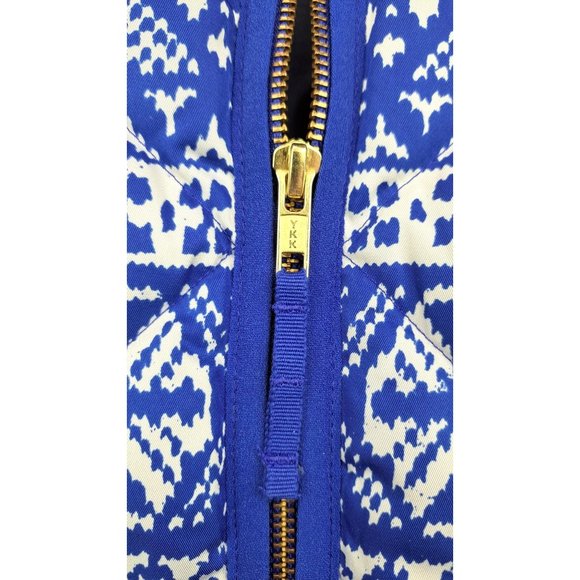 J. Crew Vest Down Feather Quilted Puffer Blue Snowflake Women Excursion XL Isle - Picture 4 of 7